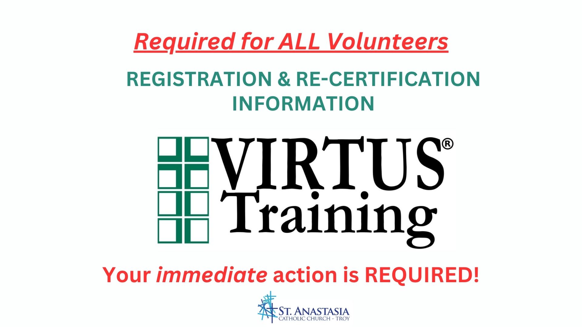 Safe Environment Training for every Volunteer St. Anastasia